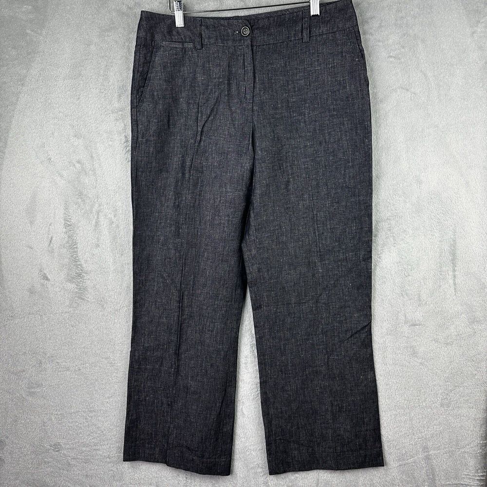 Pendleton Womens Gray Pants Size 6 Straight Leg Linen Blend Pockets